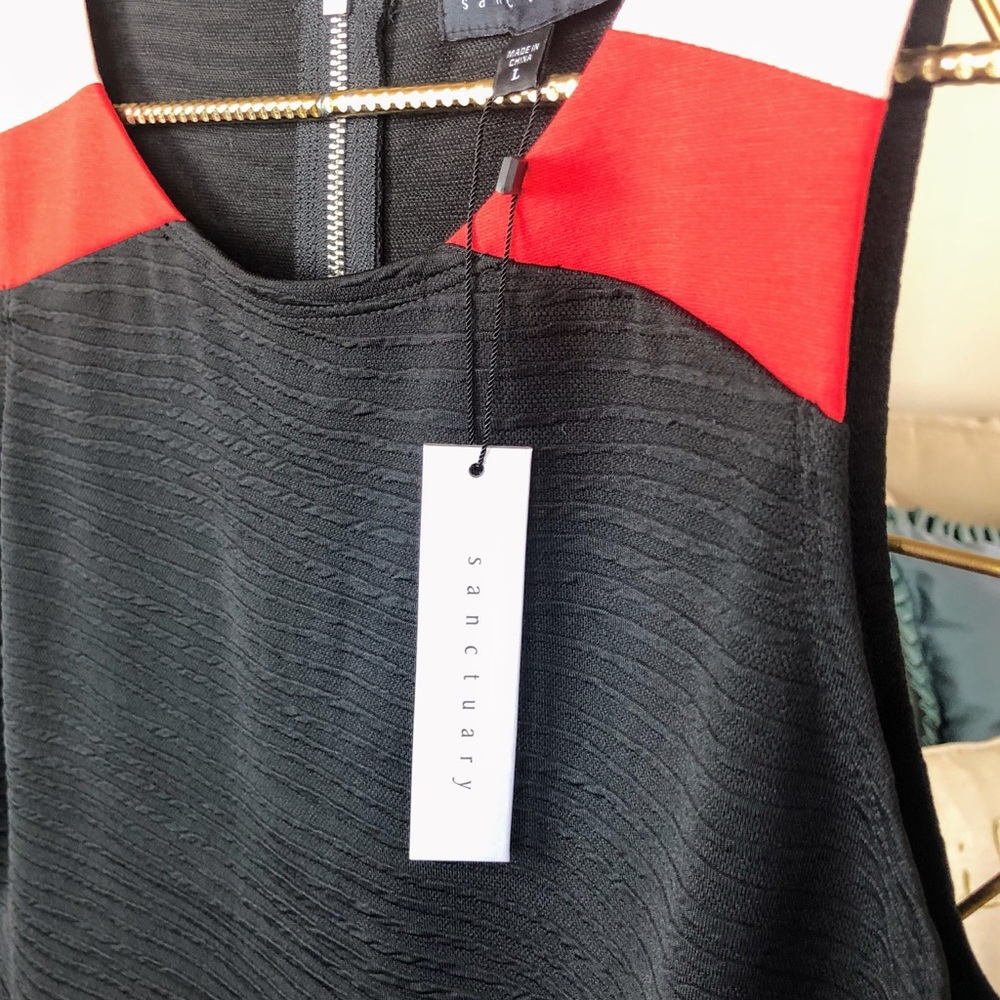 NWT Anthropologie Sanctuary Textured Color Block Asymmetrical Dress Size L - Picture 8 of 14